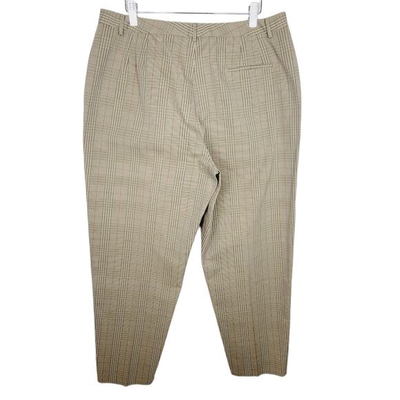 Anne Klein New York Classic High Waist Glen Plaid Tapered Ankle Length Pants 14 - Picture 3 of 7